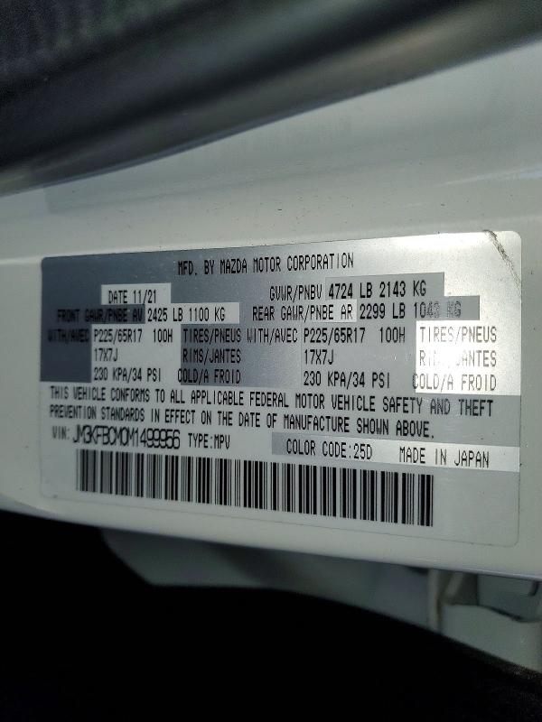 Aukcja sprzedaży 2021 Mazda Cx-5, vin: JM3KFBCM0M1499956, numer aukcji: 55956886