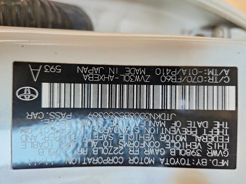 59077406 :رقم المزاد ، JTDKN3DU6B5360369 vin ، 2011 Toyota Prius مزاد بيع