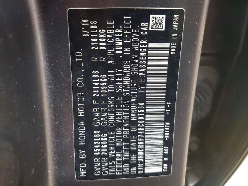 Продаж на аукціоні авто 2017 Honda Accord, vin: JHMCR6F74HC007536, номер лоту: 55039196