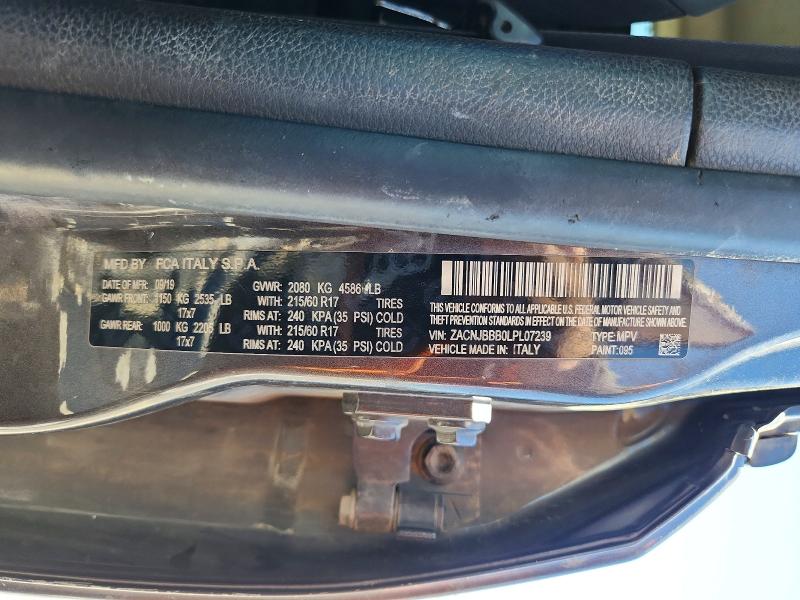 Продаж на аукціоні авто 2020 Jeep Renegade, vin: ZACNJBBB0LPL07239, номер лоту: 85770165