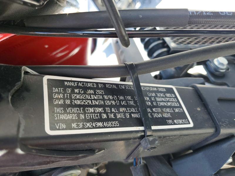 2021 Royal Enfield Motors Himalayan მანქანა იყიდება აუქციონზე, vin: ME3FSM249MK468355, აუქციონის ნომერი: 55518916