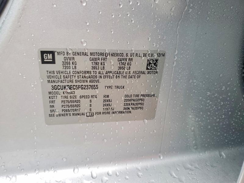 58480566 :رقم المزاد ، 3GCUKREC5FG237655 vin ، 2015 Chevrolet Silverado مزاد بيع