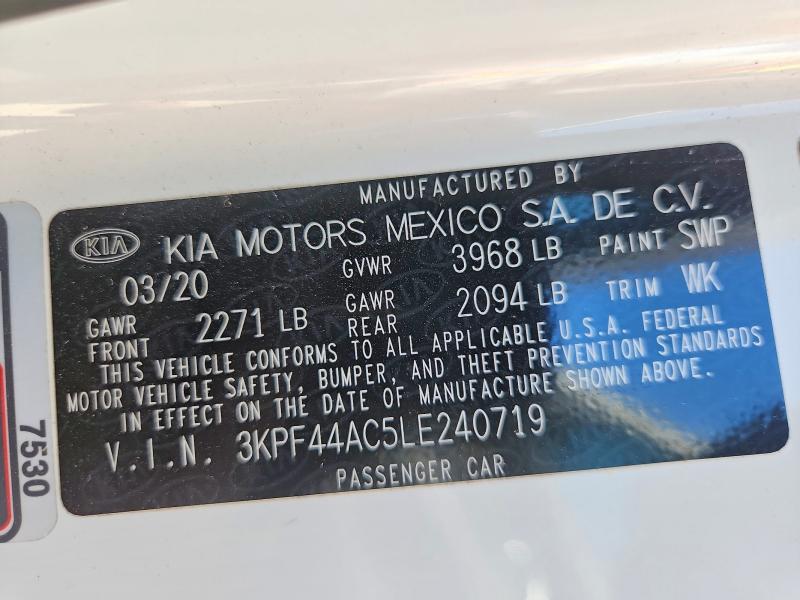 55166076 :رقم المزاد ، 3KPF44AC5LE240719 vin ، 2020 Kia Forte مزاد بيع
