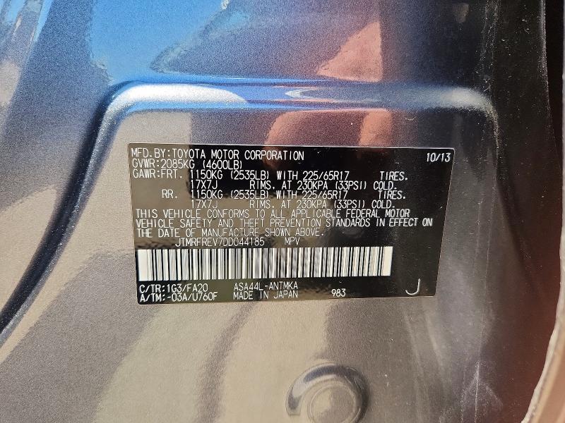 Aukcja sprzedaży 2013 Toyota Rav4, vin: JTMRFREV7DD044185, numer aukcji: 56036916