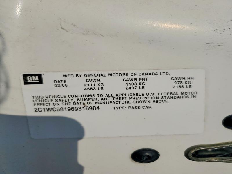 58246306 :رقم المزاد ، 2G1WC581969316984 vin ، 2006 Chevrolet Impala مزاد بيع
