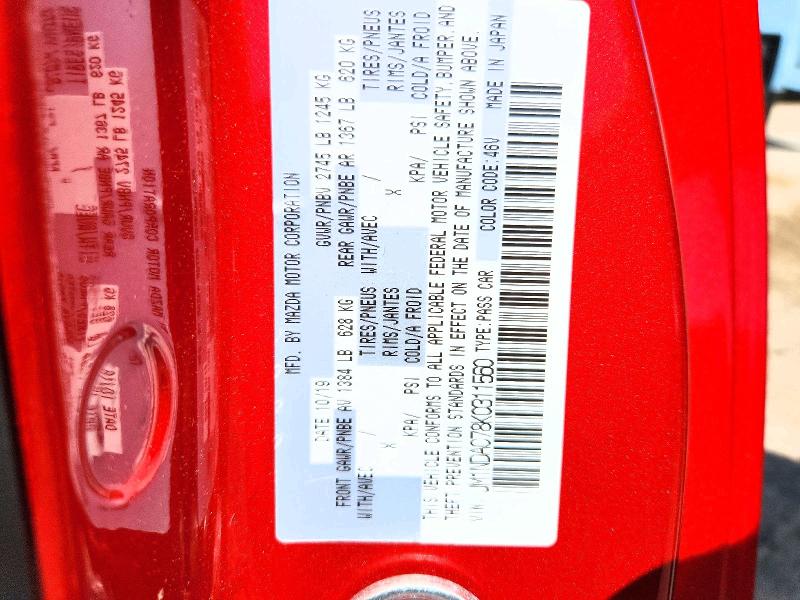 Aukcja sprzedaży 2019 Mazda Mx-5 Miata, vin: JM1NDAC78K0311560, numer aukcji: 55800036