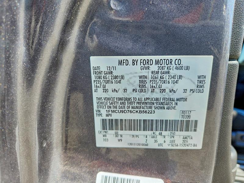 58921326 :رقم المزاد ، 1FMCU9D76CKB56223 vin ، 2012 Ford Escape مزاد بيع