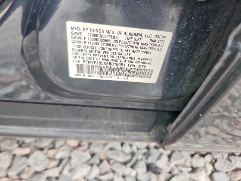 56669486 :رقم المزاد ، 5FNYF185X6B018961 vin ، 2006 Honda Pilot مزاد بيع
