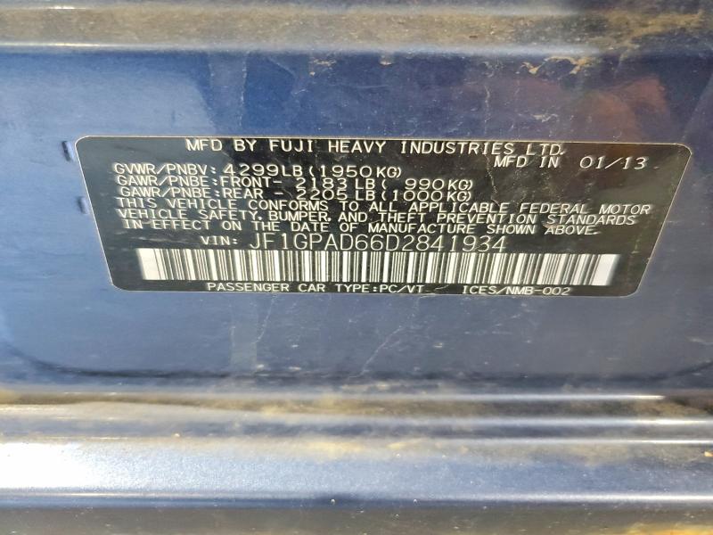 Продаж на аукціоні авто 2013 Subaru Impreza, vin: JF1GPAD66D2841934, номер лоту: 56781356