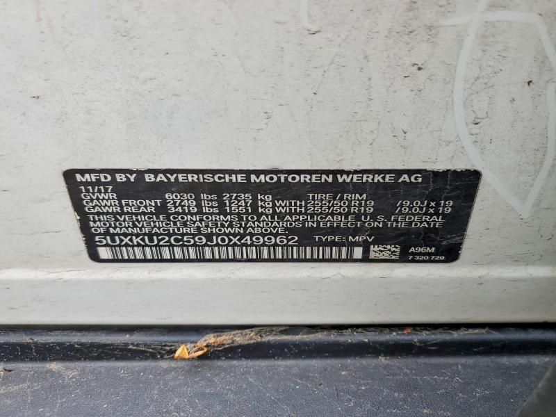 Продаж на аукціоні авто 2018 Bmw X6, vin: 5UXKU2C59J0X49962, номер лоту: 57907786