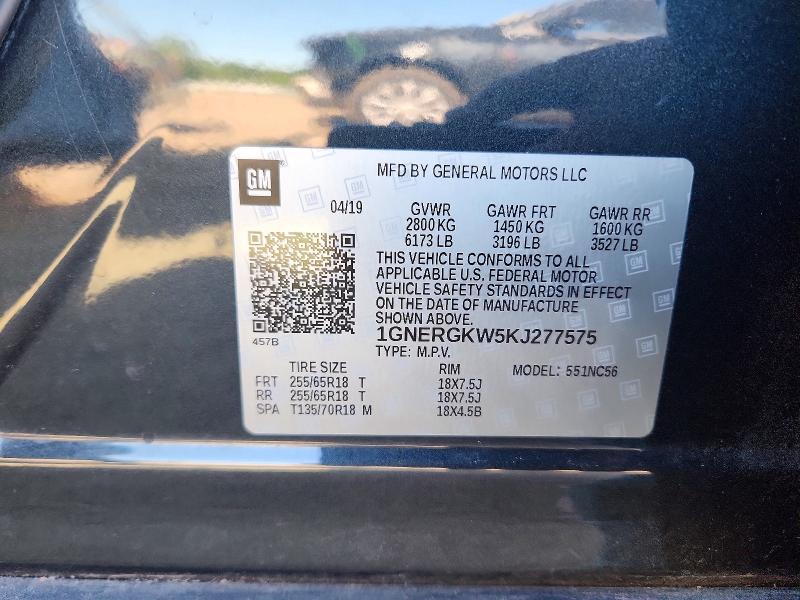 2019 Chevrolet Traverse მანქანა იყიდება აუქციონზე, vin: 1GNERGKW5KJ277575, აუქციონის ნომერი: 55657506