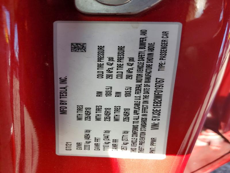 Продажа на аукционе авто 2021 Tesla Model 3, vin: 5YJ3E1EB2MF019767, номер лота: 56302466