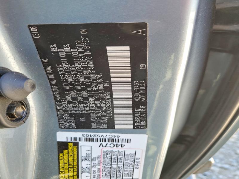 2006 Toyota Sienna მანქანა იყიდება აუქციონზე, vin: 5TDZA22C96S474686, აუქციონის ნომერი: 54916186