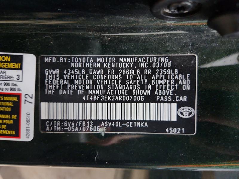 Aukcja sprzedaży 2010 Toyota Camry, vin: 4T4BF3EK3AR007006, numer aukcji: 58588646