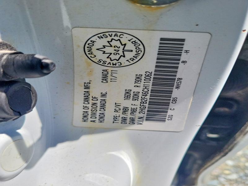 Aukcja sprzedaży 2012 Honda Civic, vin: 2HGFB2F46CH110062, numer aukcji: 56390426