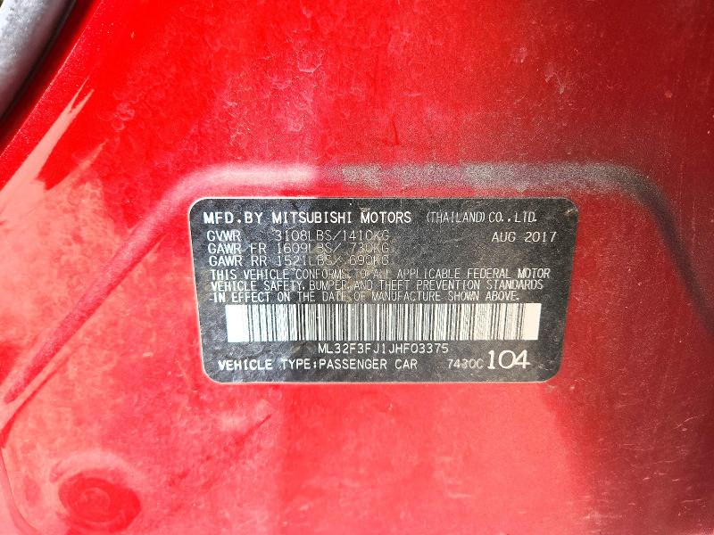Продажа на аукционе авто 2018 Mitsubishi Mirage, vin: ML32F3FJ1JHF03375, номер лота: 85637455