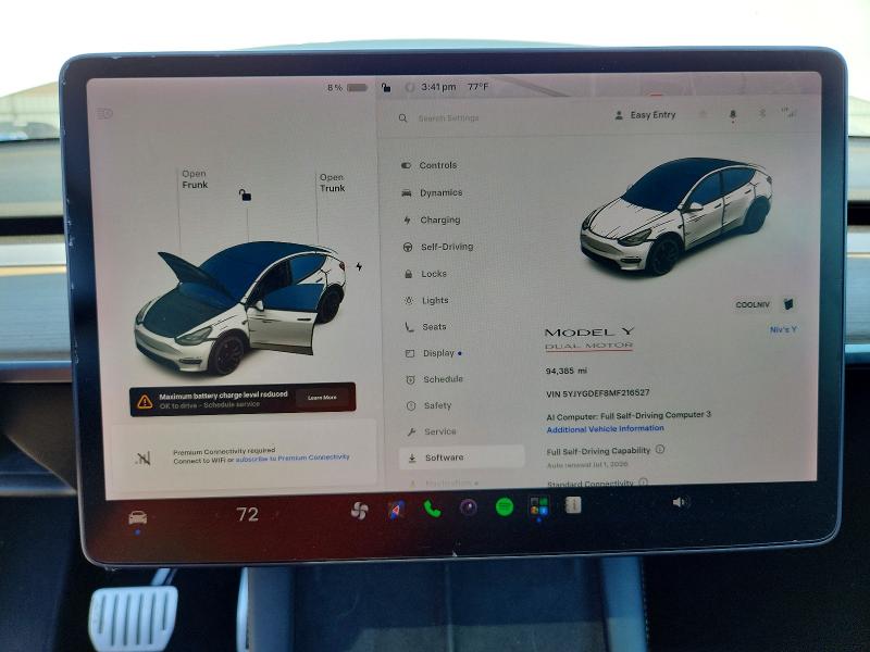 58058066 :رقم المزاد ، 5YJYGDEF8MF216527 vin ، 2021 Tesla Model Y مزاد بيع