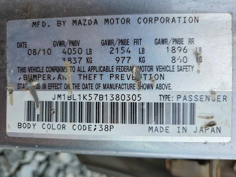 2011 Mazda 3 მანქანა იყიდება აუქციონზე, vin: JM1BL1K57B1380305, აუქციონის ნომერი: 56976436