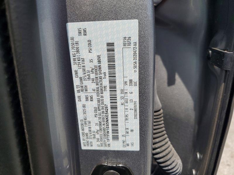 Продаж на аукціоні авто 2022 Ford F150, vin: 1FTFW1E85NKE54267, номер лоту: 56226196