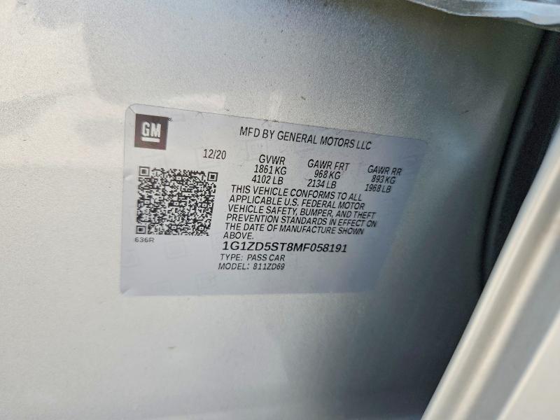 Продаж на аукціоні авто 2021 Chevrolet Malibu, vin: 1G1ZD5ST8MF058191, номер лоту: 56252296