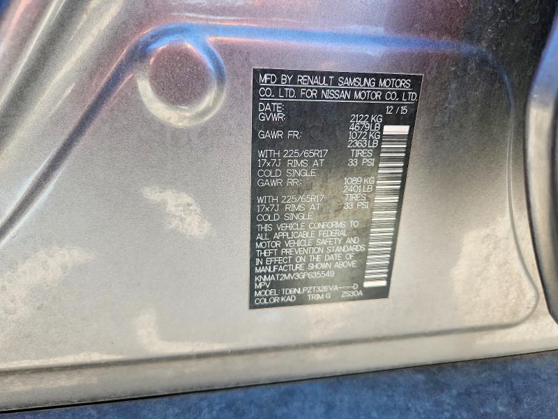 2016 Nissan Rogue მანქანა იყიდება აუქციონზე, vin: KNMAT2MV3GP635549, აუქციონის ნომერი: 55656776