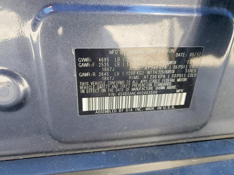 Aukcja sprzedaży 2017 Subaru Outback, vin: 4S4BSANC4H3403500, numer aukcji: 56453306
