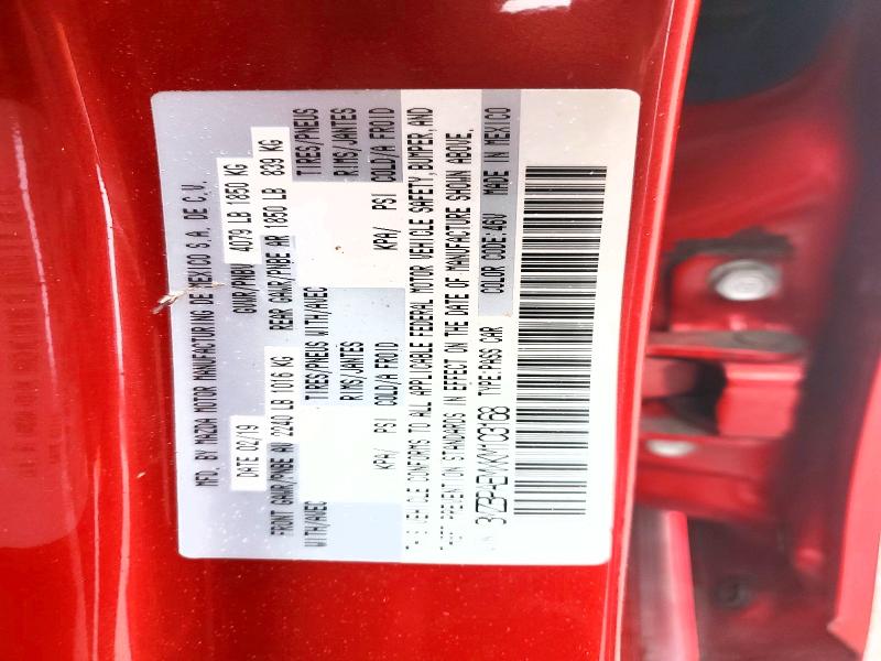 Продажа на аукционе авто 2019 Mazda 3, vin: 3MZBPAEMXKM103168, номер лота: 58098426