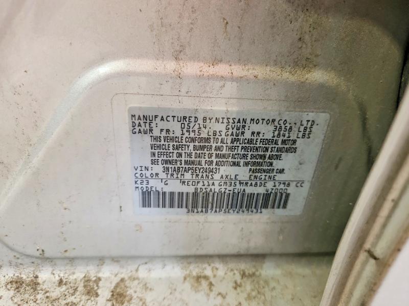 Продажа на аукционе авто 2014 Nissan Sentra, vin: 3N1AB7AP5EY249431, номер лота: 57376606