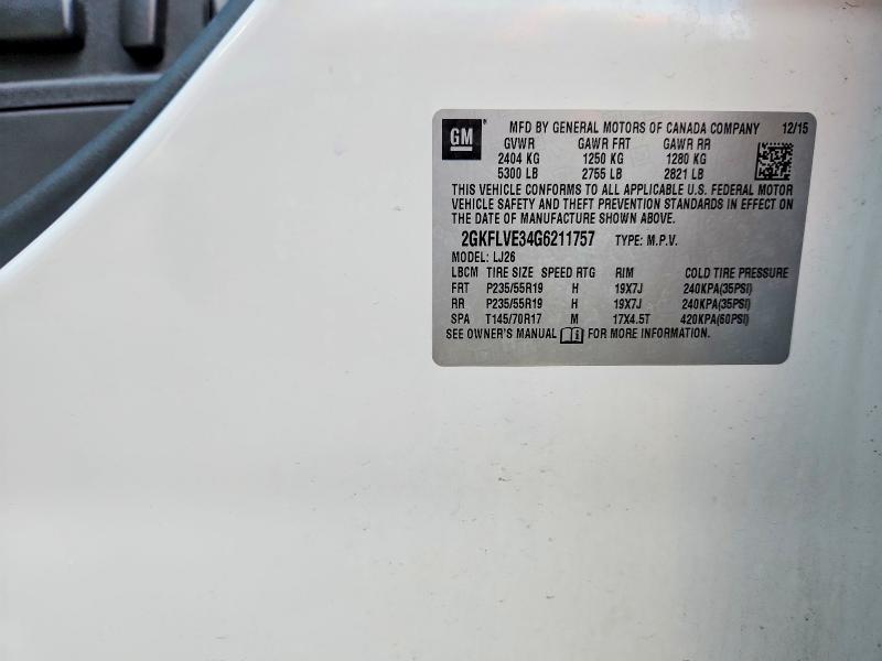 59082336 :رقم المزاد ، 2GKFLVE34G6211757 vin ، 2016 Gmc Terrain مزاد بيع