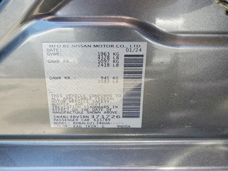 Aukcja sprzedaży 2024 Nissan Altima, vin: 1N4BL4BV5RN371726, numer aukcji: 58556126