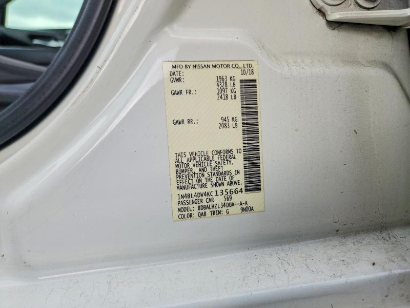 Продаж на аукціоні авто 2019 Nissan Altima, vin: 1N4BL4DV4KC135664, номер лоту: 58453696