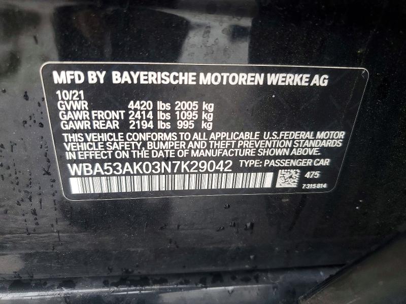 Aukcja sprzedaży 2022 Bmw 228i, vin: WBA53AK03N7K29042, numer aukcji: 58402006