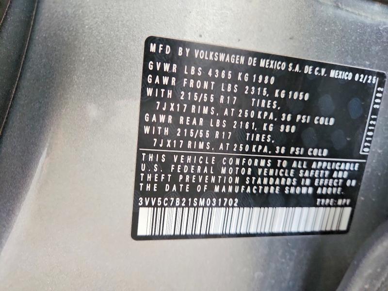 Продажа на аукционе авто 2025 Volkswagen Taos, vin: 3VV5C7B21SM031702, номер лота: 58400576