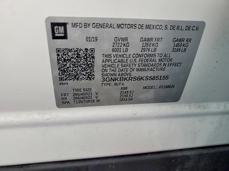 Aukcja sprzedaży 2019 Chevrolet Blazer, vin: 3GNKBKRS6KS585155, numer aukcji: 57124386
