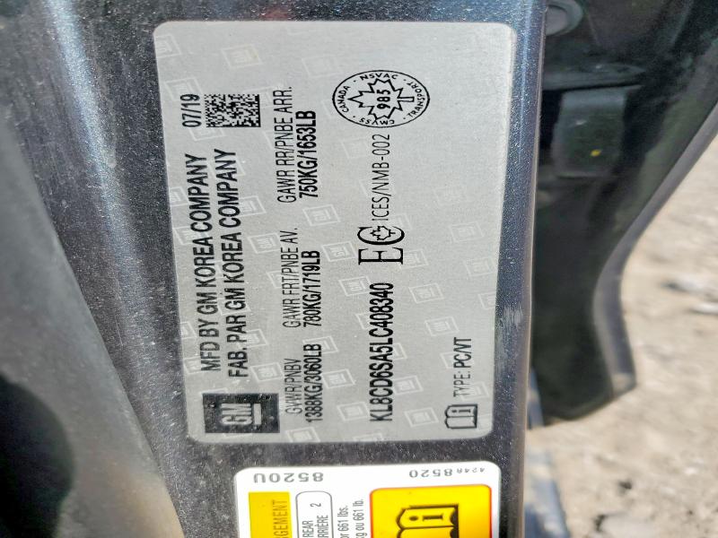 Продаж на аукціоні авто 2020 Chevrolet Spark, vin: KL8CD6SA5LC408340, номер лоту: 58713996