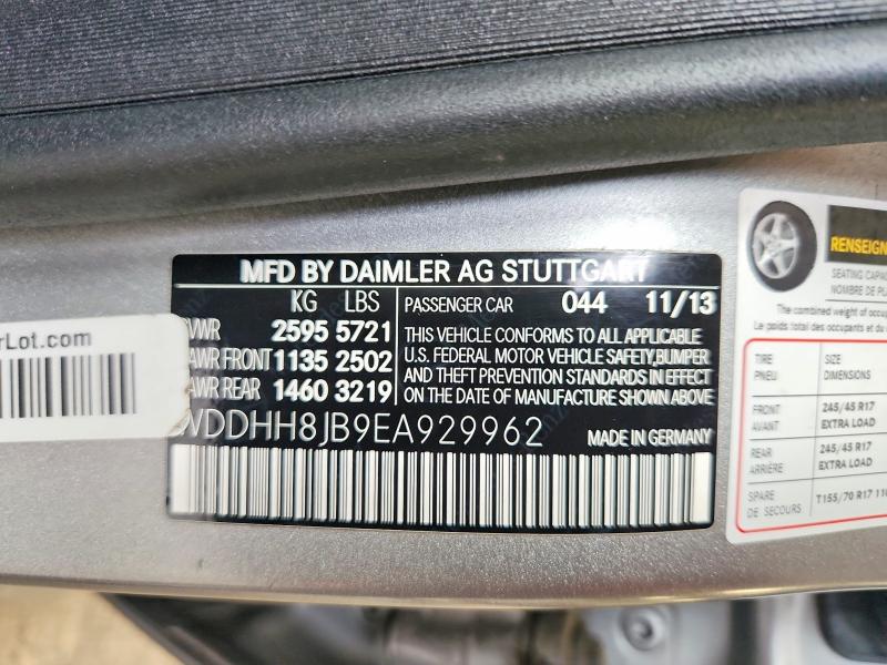 2014 Mercedes-benz E მანქანა იყიდება აუქციონზე, vin: WDDHH8JB9EA929962, აუქციონის ნომერი: 53918396