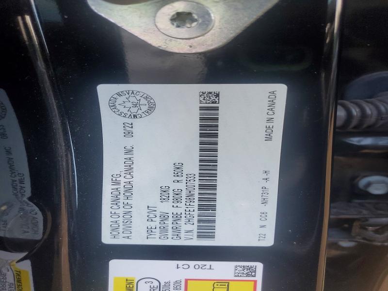 2022 Honda Civic მანქანა იყიდება აუქციონზე, vin: 2HGFE1F98NH007533, აუქციონის ნომერი: 58226156