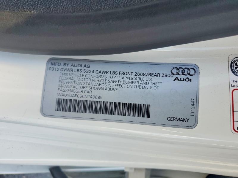 59073526 :رقم المزاد ، WAUYGAFC5CN149885 vin ، 2012 Audi A7 مزاد بيع