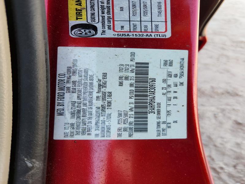 Продажа на аукционе авто 2010 Ford Fusion, vin: 3FAHP0HA7AR309760, номер лота: 58440366