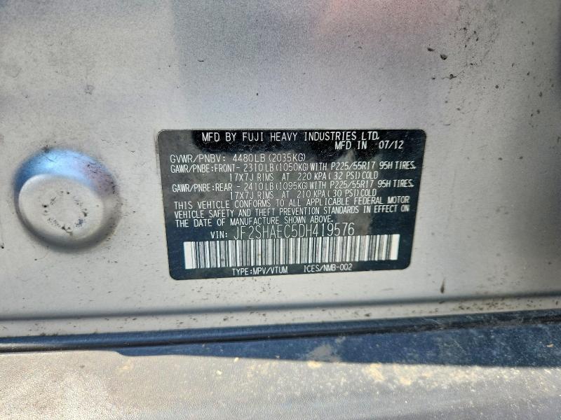 95586235 :رقم المزاد ، JF2SHAEC5DH419576 vin ، 2013 Subaru Forester مزاد بيع
