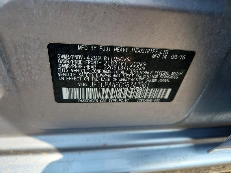 Продажа на аукционе авто 2016 Subaru Impreza, vin: JF1GPAA60G8342861, номер лота: 58609936