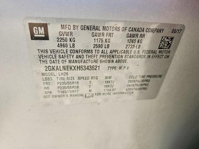 57141966 :رقم المزاد ، 2GKALNEKXH6343621 vin ، 2017 Gmc Terrain مزاد بيع