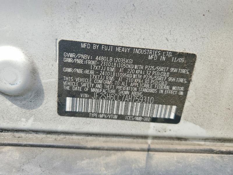 Aukcja sprzedaży 2010 Subaru Forester, vin: JF2SH6CC7AH759310, numer aukcji: 59322336