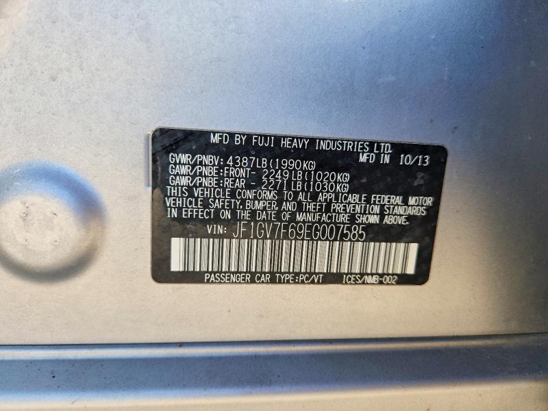 57443896 :رقم المزاد ، JF1GV7F69EG007585 vin ، 2014 Subaru Impreza مزاد بيع