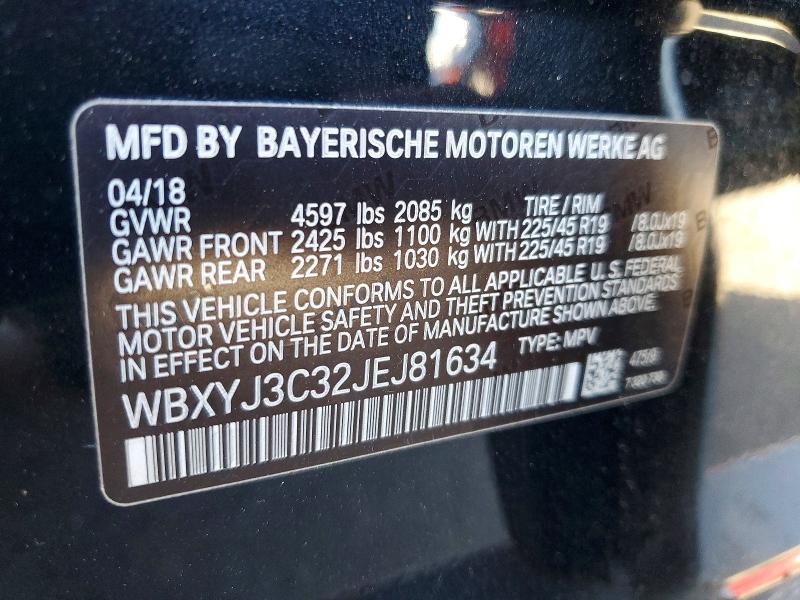 2018 Bmw X2 მანქანა იყიდება აუქციონზე, vin: WBXYJ3C32JEJ81634, აუქციონის ნომერი: 57601006