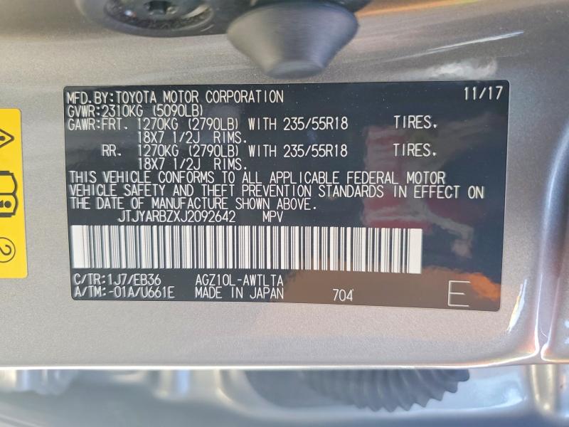 Aukcja sprzedaży 2018 Lexus Nx, vin: JTJYARBZXJ2092642, numer aukcji: 56665846
