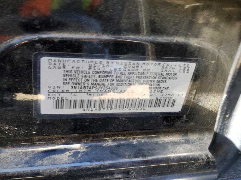 Продажа на аукционе авто 2018 Nissan Sentra, vin: 3N1AB7AP9JY264038, номер лота: 56367046