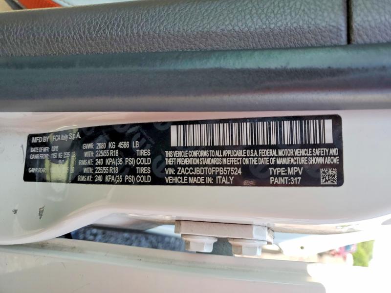 Aukcja sprzedaży 2015 Jeep Renegade, vin: ZACCJBDT0FPB57524, numer aukcji: 58969366