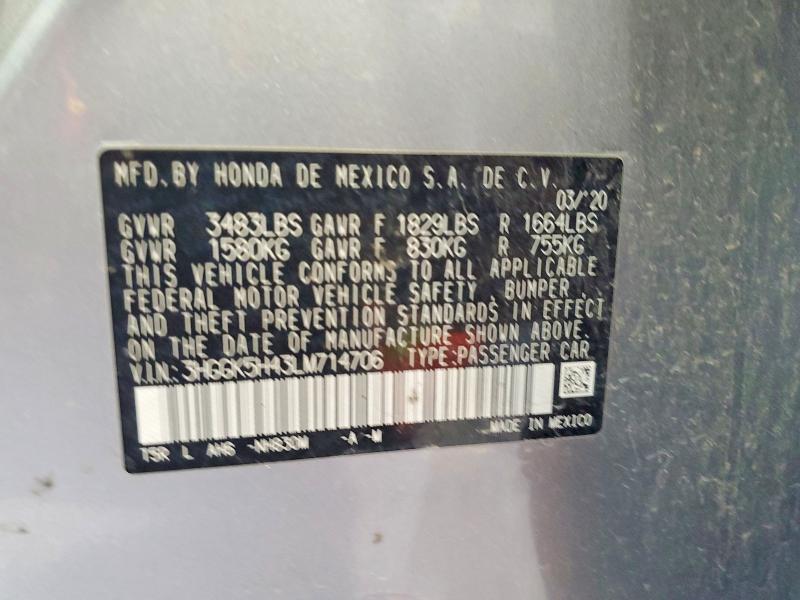 Продаж на аукціоні авто 2020 Honda Fit, vin: 3HGGK5H43LM714706, номер лоту: 58132616
