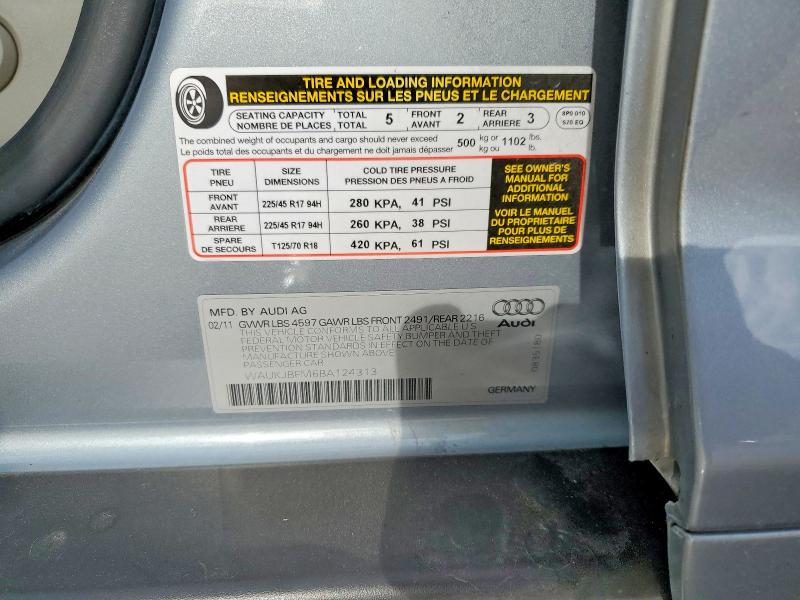 Aukcja sprzedaży 2011 Audi A3, vin: WAUKJBFM6BA124313, numer aukcji: 55063126